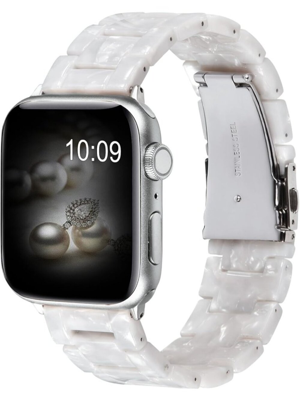 Women's Pearl White Featherlight Resin Apple Band Lightweight Wrist Watches